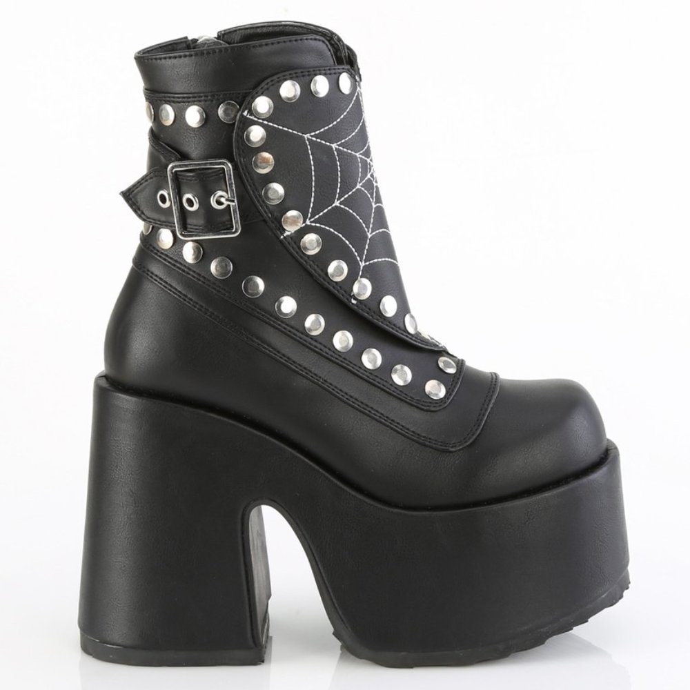 Spider Web Platform Heel Gothic Lace Up Boots